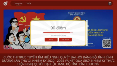 Cuộc thi trực tuyến tìm hiểu Nghị quyết Đại hội Đảng bộ Tỉnh lần thứ XI, nhiệm kỳ 2020 - 2025 và kết quả giữa nhiệm kỳ thực hiện Nghị quyết Đại hội Đảng bộ Tỉnh do Ban tuyên giáo tỉnh ủy Bình Dương tổ chức.