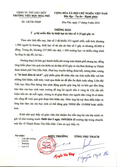 TB ỦNG HỘ MIỀN BẮC