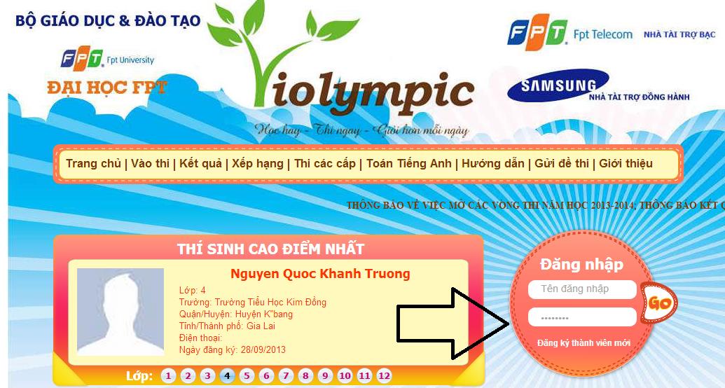 Thông báo thi toán Violympic vòng trường