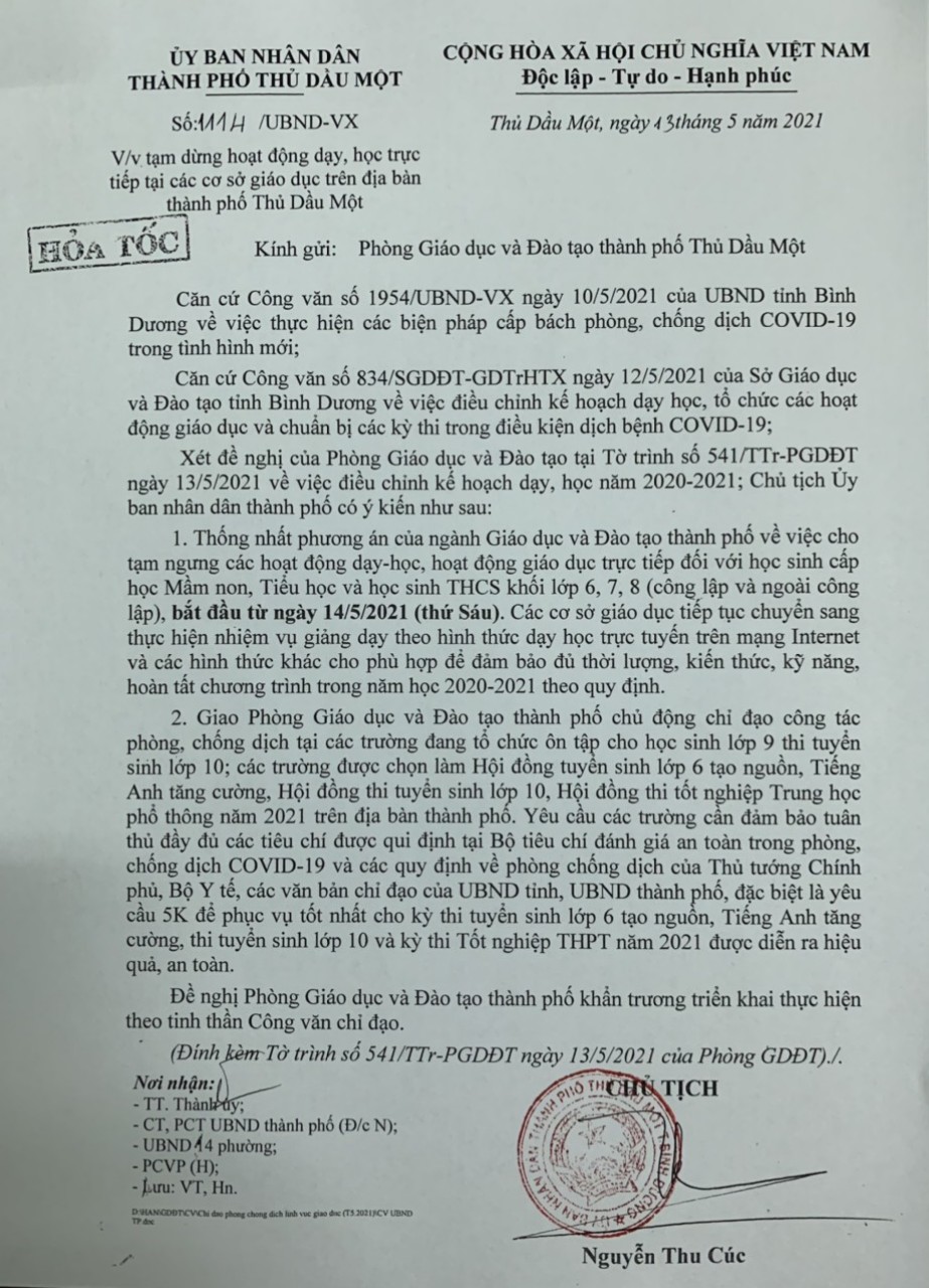 Thông Báo Về Việc Cho HS Nghỉ Học
